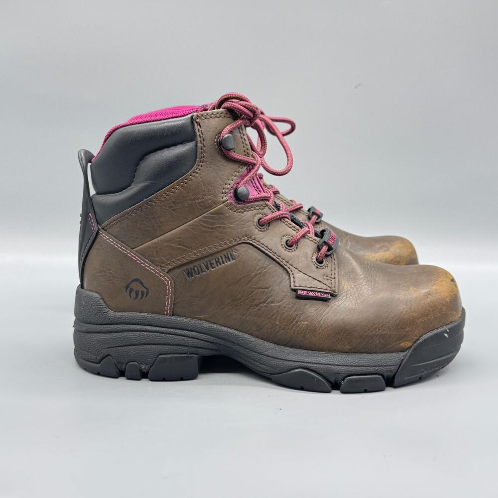 Wolverine Boots Women 6.5 Brown Leather Merlin Ankle Combat Slip Resistant Shoes